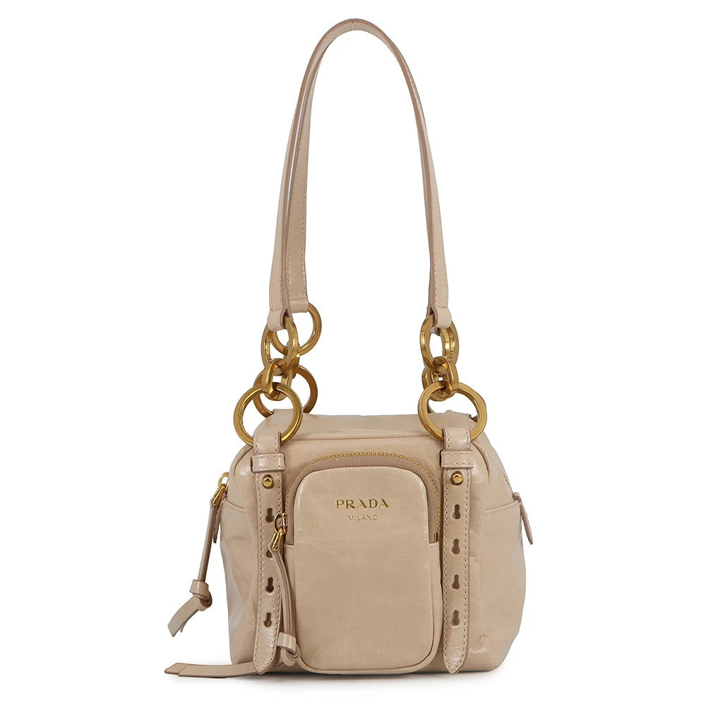 Prada handbag top handle bag dangle leather